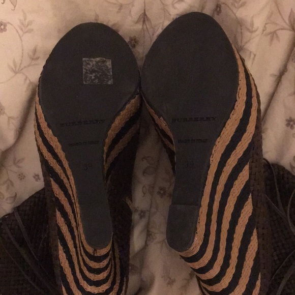 Burberry Prorsum Woven Wedge Peep Toe Ankle Boots - Picture 2 of 10